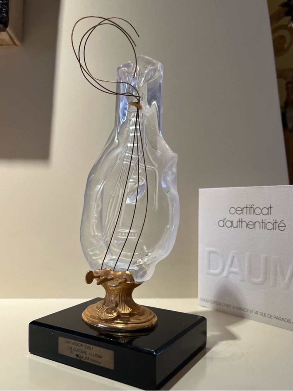 Salvador Dali "La Guitare" / Daum glass sculpture & certificate of authenticity